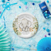 Babydusche Niedlich Elefantengrün Pappteller (Party)