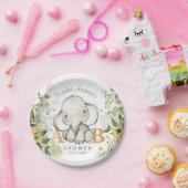 Babydusche Niedlich Elefantengrün Pappteller (Party)
