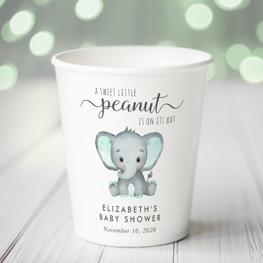 Babydusche Niedlich Elephant Mint Green Pappbecher