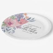 Babydusche Niedlich florale Wasserfarbe Pappteller (Schrägansicht)