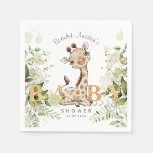 Babydusche Niedlich Giraffe Grüne Serviette