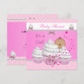 Babydusche Niedlich Girl Pink Cupcake Sprinkle Einladung (Vorne/Hinten)