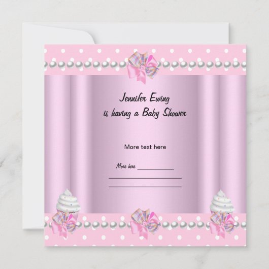 Babydusche Niedlich Girl Pink Cupcake Sprinkle Einladung (Rückseite)