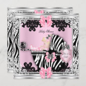 Babydusche Niedlich Girl Zebra Pram Blonde Baby Gi Einladung (Vorne/Hinten)