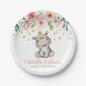 Babydusche Niedlich Hippo Papierplatte Pappteller (Vorderseite)