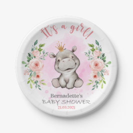 Babydusche Niedlich Hippo Papierplatte Pappteller