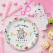 Babydusche Niedlich Hippopotamus Pappteller (Party)