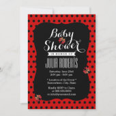 Babydusche Niedlich Ladybugs Black & Red Dots Einladung (Vorderseite)