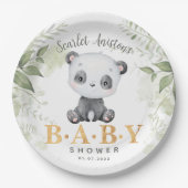 Babydusche Niedlich Panda Eucalipt Greenery Pappteller (Vorderseite)