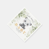 Babydusche Niedlich Panda Eucalipt Greenery Serviette (Ecke)