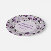 Babydusche Niedlich Panda Pale Lilac Muster Pappteller (Schrägansicht)