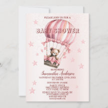 Babydusche Niedlich Pink Teddy Bären Hot Air Ballo