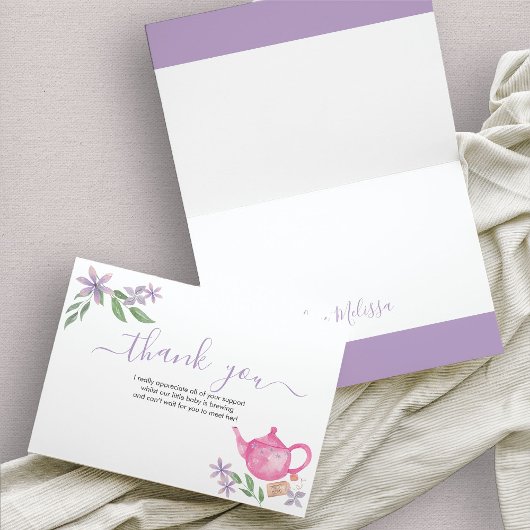 Babydusche Niedlich rosa Teekanne Dankeschön Karte