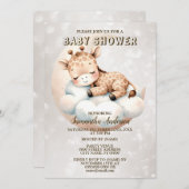 Babydusche Niedlich Schlafen Baby Giraffe Tier Einladung (Vorne/Hinten)