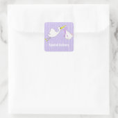 Babydusche Niedlich Stork Gender Neutral Quadratischer Aufkleber (Tasche)