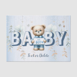 Babydusche Niedlich Teddy Bear Blue Floral Schöne Seidenpapier