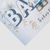 Babydusche Niedlich Teddy Bear Blue Floral Schöne Seidenpapier (Ausschnitt)