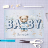 Babydusche Niedlich Teddy Bear Blue Floral Schöne Seidenpapier (Handwerk)
