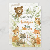Babydusche Niedlich Woodland Baby Animals Einladung (Vorne/Hinten)