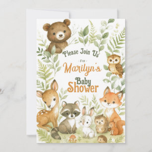 Babydusche Niedlich Woodland Baby Animals Einladung