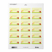 Babydusche: Niedliche Baby Ladybug im Garten Adressaufkleber (Vorne)