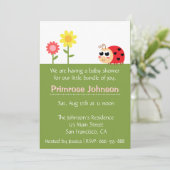 Babydusche: Niedliche Baby Ladybug im Garten Einladung (Stehend Vorderseite)