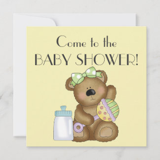 Babydusche+Niedliche Bären/Babyflasche/Rind Einladung