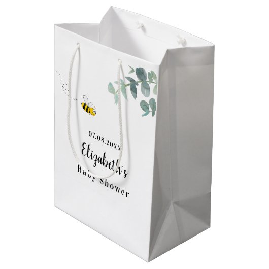 Babydusche niedliche Bieneneukalyptuswein Mittlere Geschenktüte (Rückseite Schrägansicht)