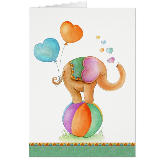 Babydusche niedliche ElefantenAquarellkarte (Vorne)