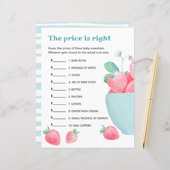 Babydusche niedliche Erdbeeren. (Vorderseite/Rückseite Beispiel)