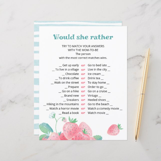 Babydusche niedliche Erdbeeren. (Vorderseite/Rückseite Beispiel)