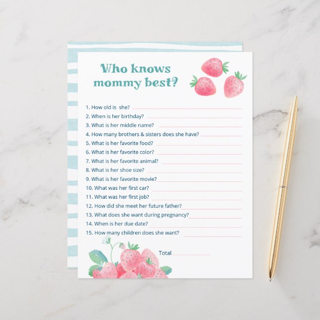 Babydusche niedliche Erdbeeren. (Vorderseite/Rückseite Beispiel)