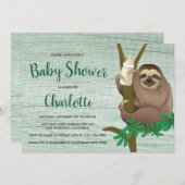 Babydusche Niedliche Fliege Rustikales Grünholz Fo Einladung (Vorne/Hinten)