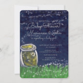 Babydusche Niedliche Glühwürmchen mit Landschaftli Einladung (Vorderseite)