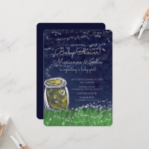 Babydusche Niedliche Glühwürmchen mit Landschaftli Einladung