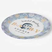 Babydusche Niedliche Pinguin Papier Teller (Schrägansicht)