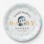 Babydusche Niedliche Pinguin Papier Teller (Vorderseite)