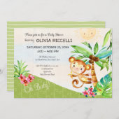 Babydusche niedlicher Affen Einladung (Vorne/Hinten)