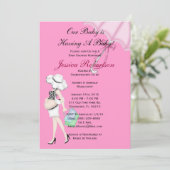 Babydusche, Niedlicher Babyschirm mit Geschenken, Einladung (Stehend Vorderseite)