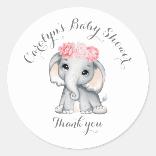 Babydusche Niedlicher Elefant Vielen Dank Sticker (Vorderseite)