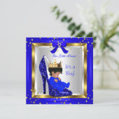 Babydusche Niedlicher Junge Prince Royal Blue Shoe Einladung (Stehend Vorderseite)