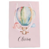 Babydusche, niedlicher Teddybär mit Heißluftballon Mittlere Geschenktüte (Vorderseite)