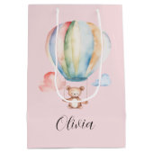 Babydusche, niedlicher Teddybär mit Heißluftballon Mittlere Geschenktüte (Rückseite)