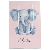 Babydusche niedlicher wasserfarbiger Elefant Mittlere Geschenktüte (Rückseite)