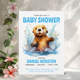 Babydusche Niedliches Meer Otter in Wasser Persona Einladung
