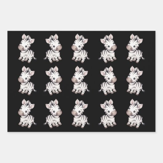 Babydusche niedliches Zebramuster Geschenkpapier Set (Vorderseite 2)