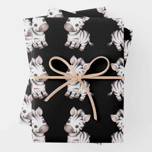 Babydusche niedliches Zebramuster Geschenkpapier Set (Beispiel)