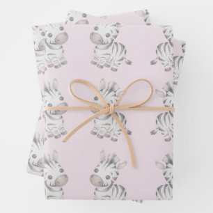 Babydusche niedliches Zebramuster Geschenkpapier Set