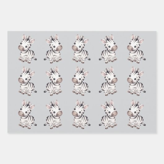 Babydusche niedliches Zebramuster Geschenkpapier Set (Vorderseite)