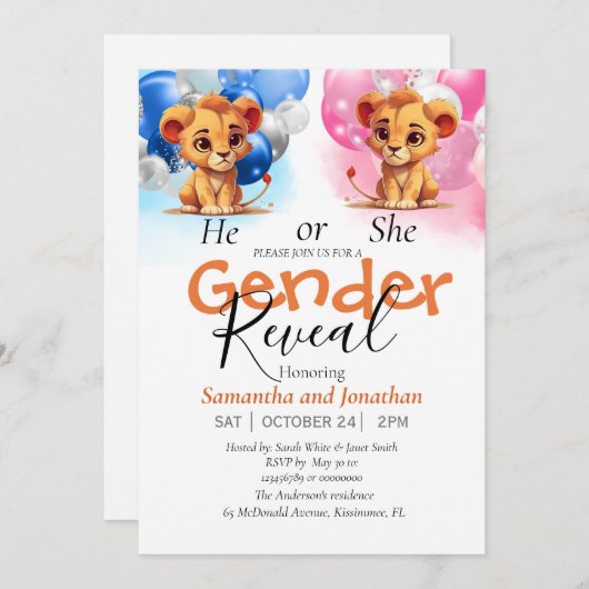 Babydusche oder Gender-Enthüllung Ankündigung (Vorne/Hinten)